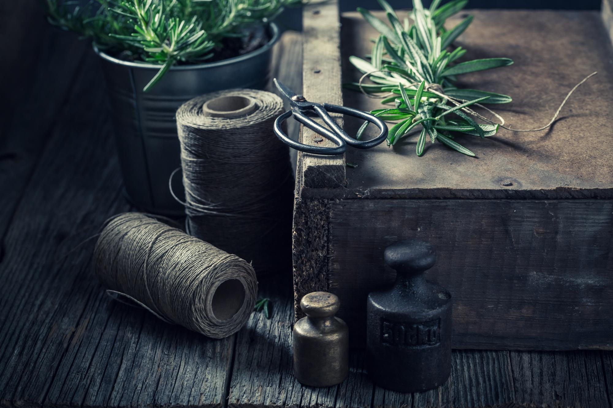 workshop tools and thread spools